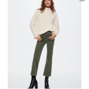 Mango Olive Green Corduroy Boot Cut Pants Size 2